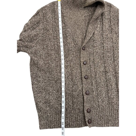 Jos. A Bank Shawl Collar Cardigan Lamb Wool Brown Elbow Patches Grandpa Men XL - Picture 5 of 7